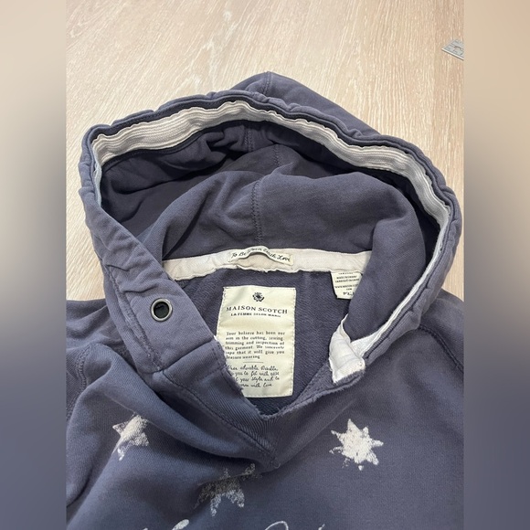 Maison Scotch Grunge Distressed Graphic Y2K Pullover Hoodie - Picture 7 of 9